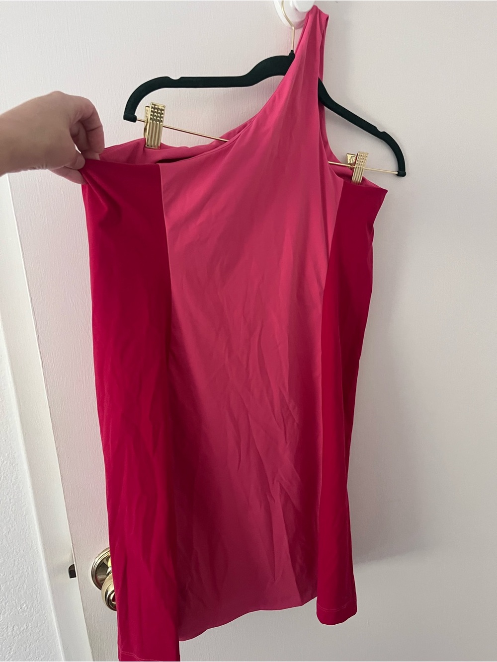 Outdoor Voices One Shoulder Dress Pink Colorblock Azalea Ruby Athleisure XL - Picture 4 of 9